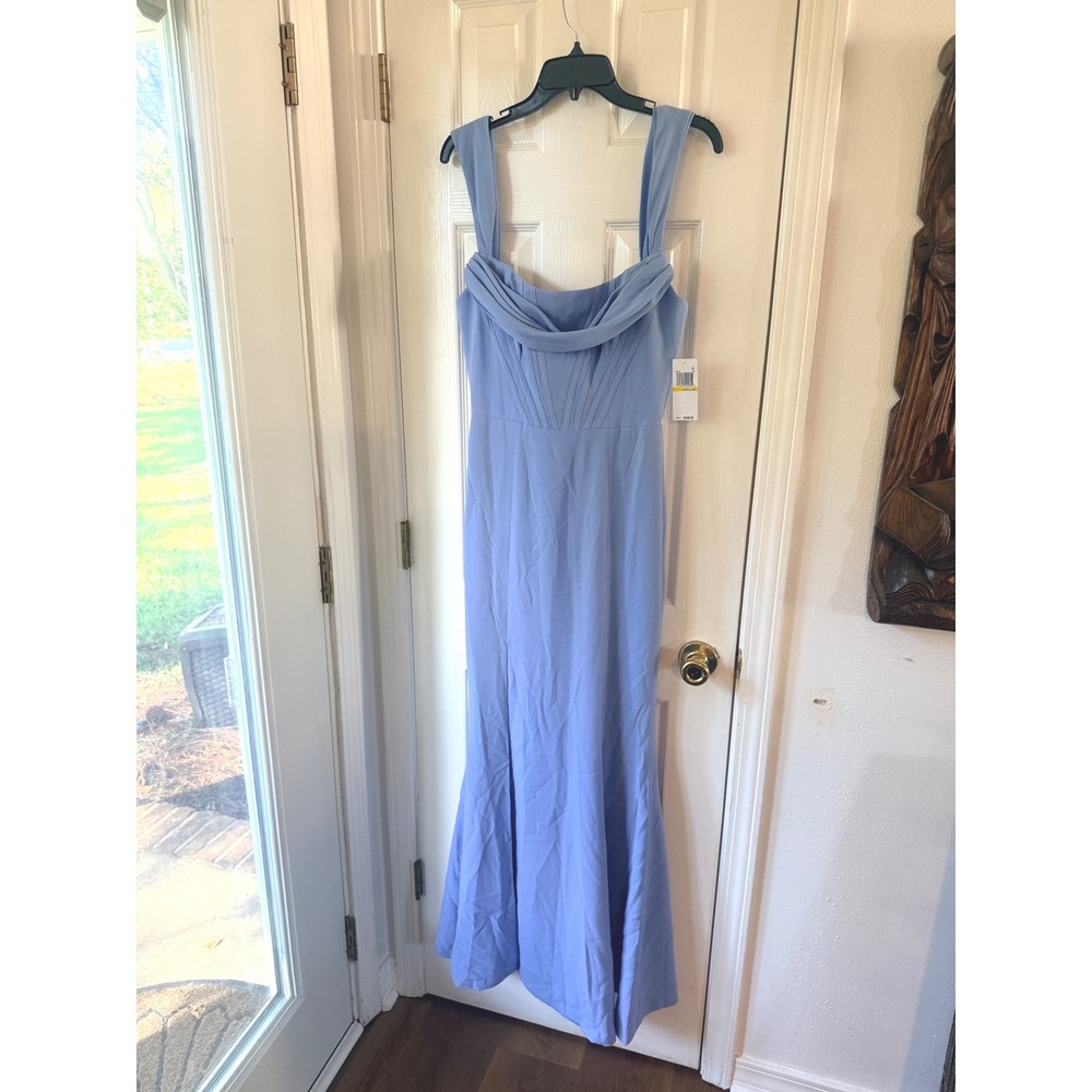 Dress the Population Melania Off-the-Shoulder Gown Sky Blue Size Medium